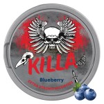 Cutie cu 20 pliculete (snus) cu nicotina aroma de coacaze Killa Blueberry Extra Strong